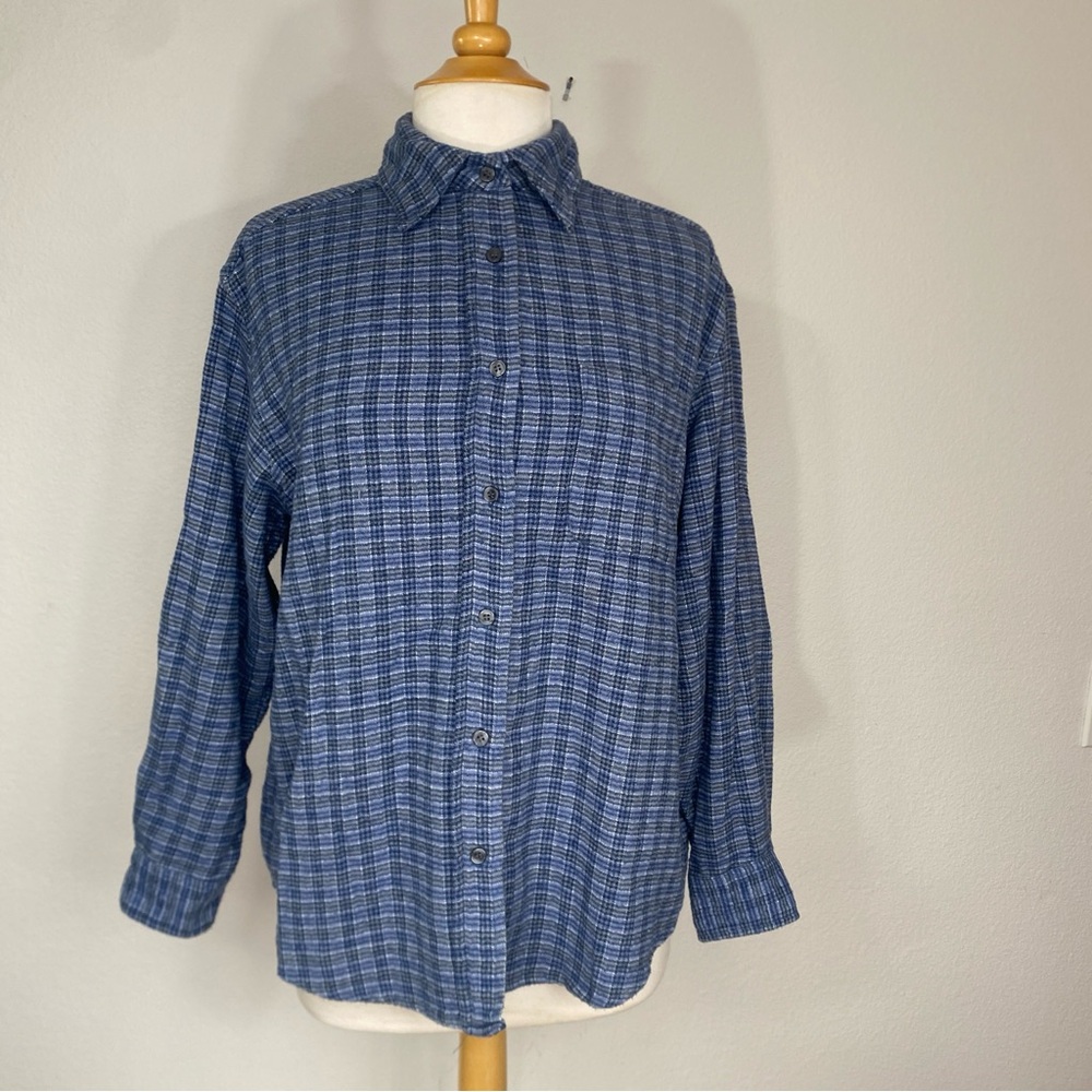 Vintage Juniors Xhilaration Blue Soft Flannel Button Down Shirt Size Small Retro